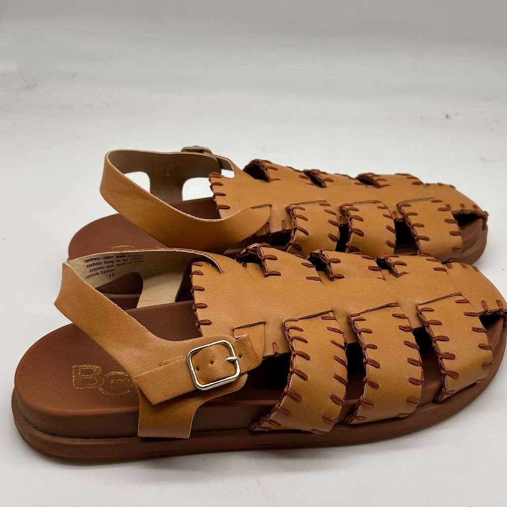 BC Footwear by Seychelles Tan Whipstitch Fisherman Sandals Womens 10 Vegan Flat - Picture 6 of 10